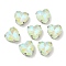 Mocha Fluorescent(MI) Heart Sew on Rhinestone, Multi-strand Links, with Brass Prong Settings, Garments Accessories, Peridot, 12x12x6.5mm, Hole: 1mm