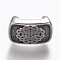 304 Stainless Steel Slide Charms, Rectangle with Flower, Antique Silver, 13x22x12mm, Hole: 8mm