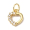 Rack Plating Brass & Clear Cubic Zirconia Pendants, with Jump Ring, Cadmium Free & Lead Free, Long-Lasting Plated, Heart, Real 18K Gold Plated, 11x9x2mm, Hole: 4mm