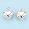 925 Sterling Silver Heart Charms, with Jump Rings, Silver, 14.8x12.9x8mm, Hole: 4.1mm
