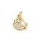 Brass Micro Pave Cubic Zirconia Charms, Cadmium Free & Lead Free, Real 18K Gold Plated, with Jump Ring, Fish, 11x10x2mm, Hole: 3mm