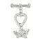 Brass Toggle Clasps, Cadmium Free & Nickel Free & Lead Free, Angle with Heart, Platinum, Angle: 33mm, Pendant: 14x19.5x2.5mm, Hole: 2mm, Bar: 25x8.5x5mm, Hole: 2.2mm