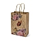 Flower Butterfly Pattern Kraft Paper Bags, with Handles, for Gift Bags and Shopping Bags, Rectangle, Peru, Bag: 8x15x21cm, Fold: 210x150x2mm