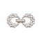 Brass Micro Pave Clear Cubic Zirconia Fold Over Clasps, Cadmium Free & Nickel Free & Lead Free, Flower, Platinum, 27x13.5x4.5mm, Hole: 4x1mm