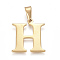 304 Stainless Steel Pendants, Golden, Initial Letter.H, 26x23x1.5mm, Hole: 5x8mm