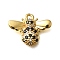 Brass Micro Pave Cubic Zirconia Pendants, Bees Charms, Cadmium Free & Lead Free, Long-Lasting Plated, Rack Plating, Golden, 11x14x2.5mm, Hole: 1mm