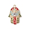 Alloy Rhinestone Pendants, with Crimson Enamel, Hamsa Hand Charms, Cadmium Free & Lead Free, Light Gold, 30x20x5mm, Hole: 5mm
