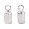 Brass Cord Ends, End Caps, Long-Lasting Plated, Column with Loop, 925 Sterling Silver Plated, 9.5x4mm, Hole: 1.6mm, Inner Diameter: 3mm