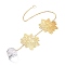 Faceted Glass Sun Catcher Pendant Decorations, with Brass and Iron Findings, for Home, Garden Decor, Lotus, Golden, 435mm