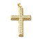 Rack Plating Brass Micro Pave Cubic Zirconia Pendants, Long-Lasting Plated, Cadmium Free & Lead Free, Corss, Real 18K Gold Plated, 49.5x32x4mm, Hole: 5x4mm