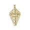 Real 18K Gold Plated Brass Micro Pave Cubic Zirconia Pendants, Cadmium Free & Nickel Free & Lead Free, Cross, Clear, 32x18x2.5mm, Hole: 3.5x4mm