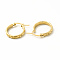 201 Stainless Steel Grooved Hoop Earrings with 304 Stainless Steel Pins for Women, Golden, 19x22x2mm, Pin: 0.6x1mm