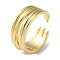 Rack Plating Brass Criss Cross Open Cuff Rings, Cadmium Free & Lead Free, Real 18K Gold Plated, US Size 7 1/4(17.5mm)