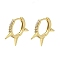 Rack Plating Brass Micro Pave Cubic Zirconia Hoop Earrings, Long-Lasting Plated, Lead Free & Cadmium Free, Real 18K Gold Plated, 25x2.5mm