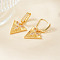 Elegant Brass Clear Cubic Zirconia Triangle Hoop Earrings, Silver, 35x20mm