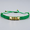 Vintage Glass Seed Beads Braided Bead Bracelets, Rivet Bracelets for Women, with Alloy, Green
