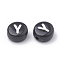Opaque Acrylic Beads, Horizontal Hole, Alphabet Style, Flat Round, Letter.Y, 7x4mm, Hole: 1.5mm, about 3700pcs/500g