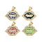 Rack Plating Brass Micro Pave Clear Cubic Zirconia Pendants, with Enamel Shell, Long-Lasting Plated, Lead Free & Cadmium Free, Real 18K Gold Plated, Lip, Mixed Color, 17x21.5x3mm, Hole: 3x4mm