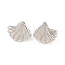 Rack Plating Brass Stud Earrings, Cadmium Free & Lead Free, Long-Lasting Plated, Shell Shape, Platinum, 17x20mm