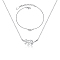 Sterling Silver Leaf Link Bracelets & Pendant Necklaces Sets, Platinum, Necklaces: 400mm; Bracelets: 150mm