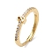 Rack Plating Brass Clear Cubic Zirconia Number 2 Adjustable Rings for Women, Cadmium Free & Lead Free, Long-Lasting Plated, Real 18K Gold Plated, 4.9x3.2mm, US Size 8(18.1mm)