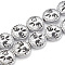 Electroplate Non-magnetic Synthetic Hematite Beads Strands, Flat Round with Tree of Life, Platinum Plated, 12~12.5x4~4.5mm, Hole: 1mm, about 30pcs/strand, 14.56 inch