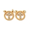 304 Stainless Steel Rhinestone Pendants, Cross Charm, with Jump Ring, Ion Plating(IP), Real 18K Gold Plated, 15x15x2.5mm, Hole: 2.5mm