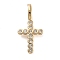 Brass Micro Pave Clear Cubic Zirconia Pendants, Golden, Cross, 19x9.5x4.5mm, Hole: 4.5x2.5mm