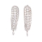Rack Plating Brass Cubic Zirconia Hoop Earring Findings, Cadmium Free & Lead Free, Long-Lasting Plated, Platinum, 14x4.5mm, Hole: 1.5mm, Pin: 9x1mm