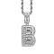 Brass Micro Pave Cubic Zirconia Pendants, Letter Charms, Letter B, 33x15mm