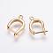 Brass Hoop Earring Findings with Latch Back Closure, Real 18K Gold Plated, 20x14x3.5mm, Hole: 1.5mm, Pin: 1mm