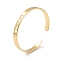 Rack Plating Brass Open Cuff Bangles for Women, Hollow Word Bangle, Golden, Inner Diameter: 2-1/8 inch(5.45cm)