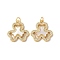 Brass Micro Pave Clear Cubic Zirconia Pendants, Cadmium Free & Lead Free, with Shell, Real 18K Gold Plated, Clover, 19x18.5x2.5mm, Hole: 3mm