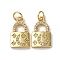 Brass Micro Pave Clear Cubic Zirconia Pendants, Rectangle with Moon & Star Lock, with Jump Ring, Rack Plating, Long-Lasting Plated, Lead Free & Cadmium Free, Real 18K Gold Plated, 16x9x3mm, Hole: 3.5mm