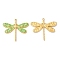 304 Stainless Steel Enamel Pendants, Real 18K Gold Plated, Dragonfly Charm, Lime Green, 24x27x2mm, Hole: 1.4mm