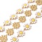 Ion Plating(IP) 304 Stainless Steel Daisy Flower Link Chains with Enamel, Unwelded, Golden, White, 14x10x1mm