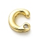 Rack Plating Brass Cubic Zirconia Beads, for Personalized Name Necklaces Making, Long-Lasting Plated, Lead Free & Cadmium Free, Alphabet, Letter C, 12.5x12x4.8mm, Hole: 2.7mm
