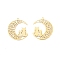 Ion Plating(IP) 201 Stainless Steel Pendants, Moon with Cat, Real 18K Gold Plated, 32.5x29x1.5mm, Hole: 1.5mm