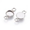 Tarnish Resistant 202 Stainless Steel Cabochon Connector Settings, Plain Edge Bezel Cups, with 304 Stainless Steel Loops, Flat Round, Stainless Steel Color, Tray: 6mm, 13x8x1.5mm, Hole: 1.5mm