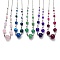 304 Stainless Steel Graduated Beaded Necklaces, with Cable Chains and Natural & Synthetic Gemstone Round Beads, Stainless Steel Color, 17.3 inch(44cm)