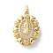 Brass Micro Pave Clear Cubic Zirconia Pendants, Oval with Virgin Mary Charms, Rack Plating, Long-Lasting Plated, Lead Free & Cadmium Free, Real 18K Gold Plated, 27x20x7mm, Hole: 6x3.5mm