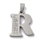 201 Stainless Steel Pendants, with Rhinestone, Letter, Letter R, 25x21x2mm, Hole: 6x3mm