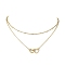 Stainless Steel Heart Pendant Necklaces for Women, Brass Double Layer Necklaces, Golden, 15.31 inch(389mm)