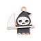 Halloween Alloy Enamel Pendants, Golden, Ghost, 20x19x1mm, Hole: 1.5mm