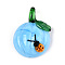 Handmade Lampwork Pendants, Pumpkin with Ladybug, Light Sky Blue, 40~42x29~30x12~14mm, Hole: 6~7x5~6mm