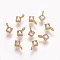 Brass Cubic Zirconia Pendants, Nickel Free, Real 18K Gold Plated, Rhombus, 6x4x2mm, Hole: 1mm