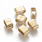 201 Stainless Steel Slide Charms/Slider Beads, For Leather Cord Bracelets Making, Rectangle, Golden, 10x6x5.5mm, Hole: 4x8.5mm