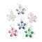 Brass Micro Pave Cubic Zirconia Pendants, Flower Charms, Rack Plating, Lasting Plated, Cadmium Free & Lead Free, with Jump Ring, Silver, 14.5x12.5x4.5mm, Hole: 4.5mm