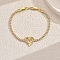 Elegant Brass Charm Bracelets, Brass Pave Clear Cubic Zirconia Tennis Bracelets for Women, Heart, Inner Diameter: 7-7/8 inch(20cm)
