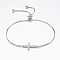 Adjustable Brass Bolo Bracelets, Slider Bracelets, with Cubic Zirconia and Box Chains, Cross, Platinum, 10-1/4 inch(260mm)